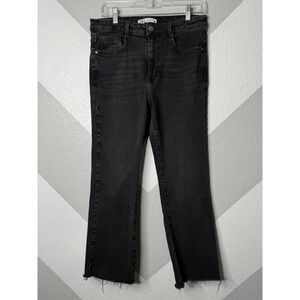 ZARA Women's Black High Rise Straight Leg Raw Hem Jeans Size 8 (29x28)